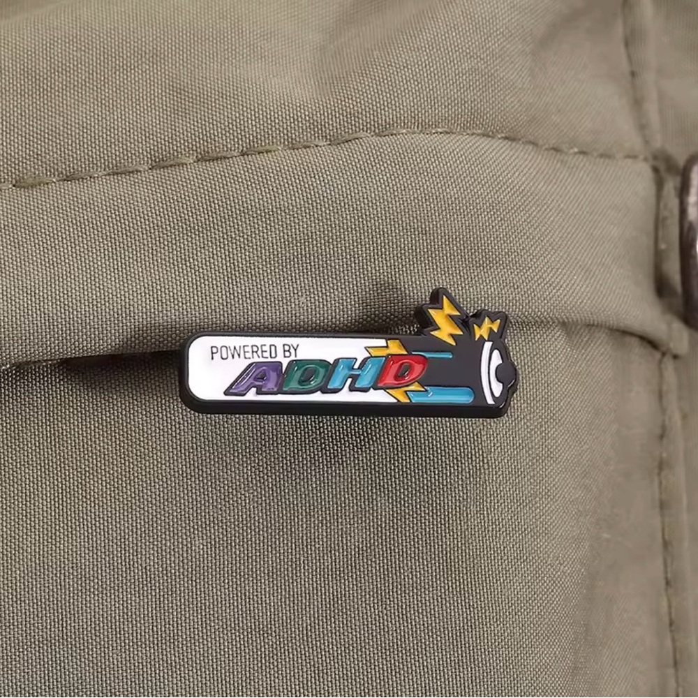 Peccy Pin - “Powered by ADHD” - Funny Energizer Bunny Parody Enamel Pin
